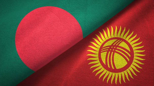 Bangladesh y Kirguistán dos banderas tela textil, textura de la tela
 - Foto, Imagen