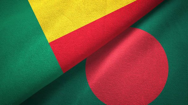 Benin y Bangladesh dos banderas tela textil, textura de la tela
  - Foto, Imagen