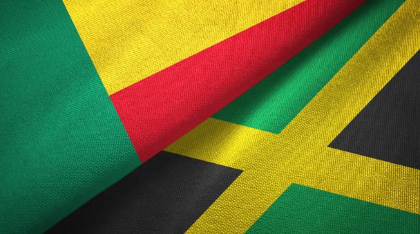 Benin and Jamaica two flags textile cloth, fabric texture - Photo, Image