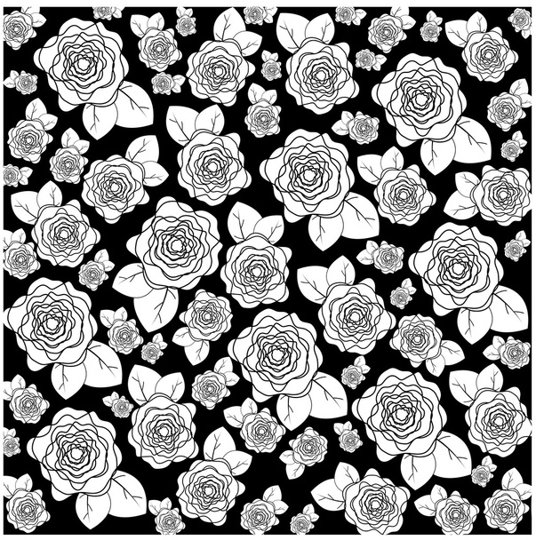 weiße Blüten unterschiedlicher Größe auf schwarzem Hintergrund - Vektor, Bild