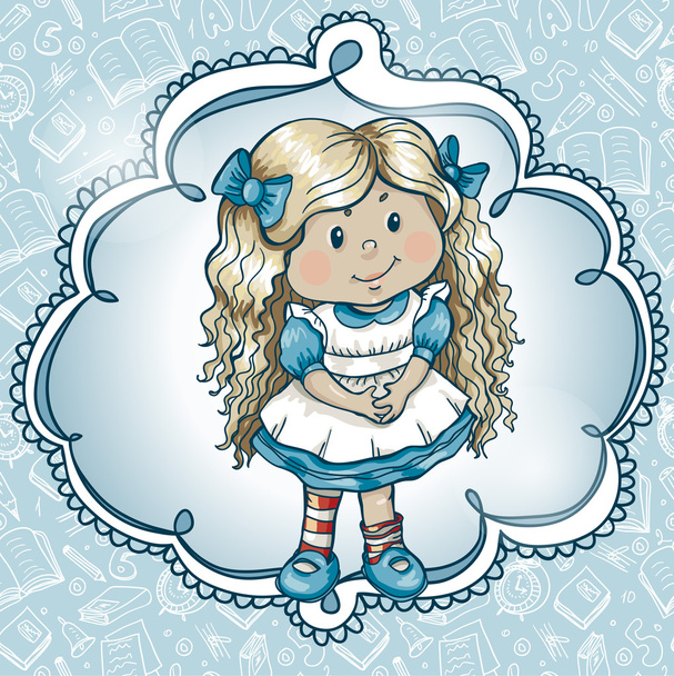 εκλεκτής ποιότητας κάρτα πλαίσιο ύφους πρότυπο ένα χαριτωμένο κοριτσάκι - Διάνυσμα, εικόνα