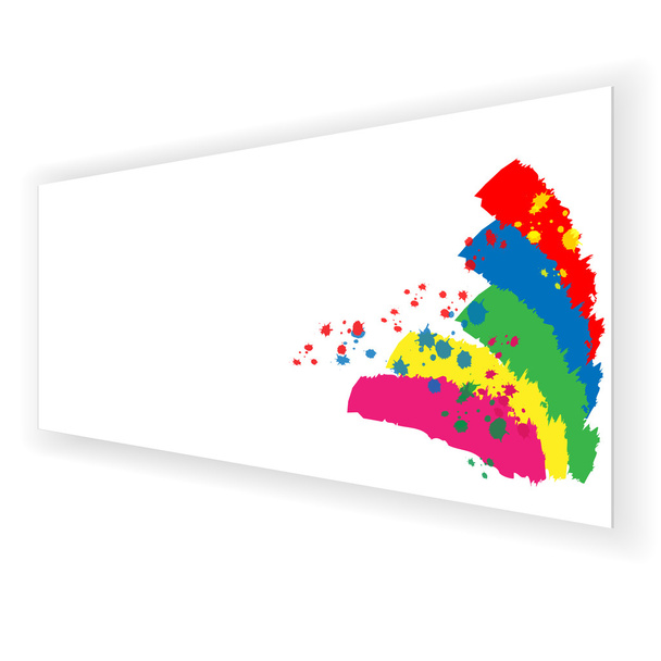 Trazos de pintura varicolor en la hoja blanca de papel
 - Vector, Imagen