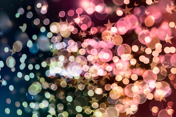 Festive Background With Natural Bokeh And Bright Golden Lights. Vintage Magic Background With Color Festive background with natural bokeh and bright golden lights. - Photo, Image