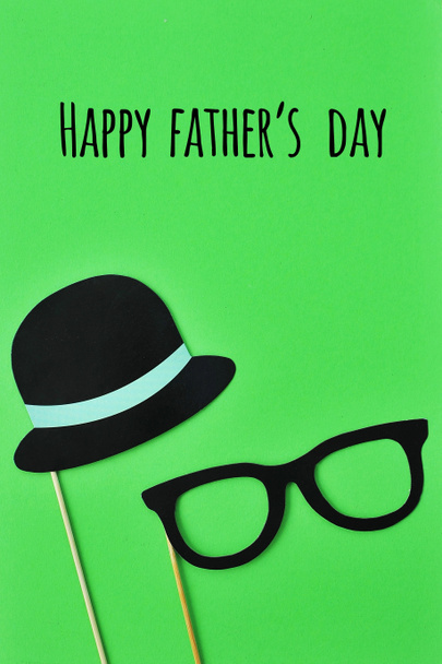 Paper photo props on colorful background. Father`s Day concept. - Photo, Image