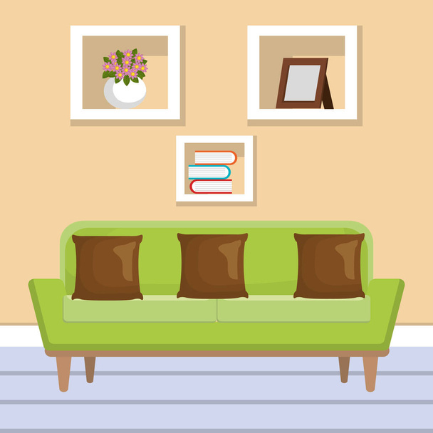 living room scene icon - Vector, Image