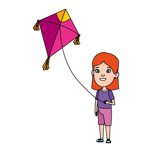 маленька дівчинка літає повітряний змій
 - Вектор, зображення