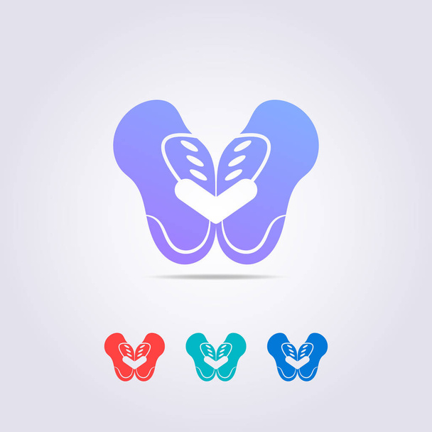 la plantilla del logotipo del hueso pélvico con una forma que se asemeja a una mariposa colorida
 - Vector, imagen