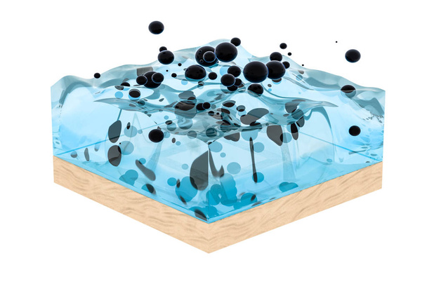 Világoskék víz hullám kocka, kreatív szférák buborék, 3D renderelés. - Fotó, kép
