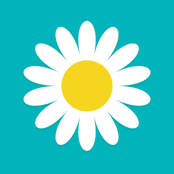 White daisy chamomile. Cute flower plant collection. Love card. Camomile icon Growing concept. Flat design. - Διάνυσμα, εικόνα