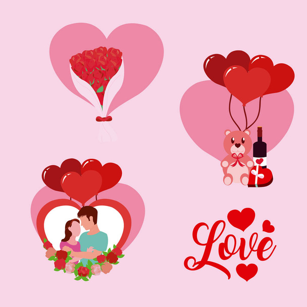 Set van liefde cartoons - Vector, afbeelding