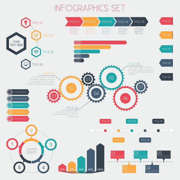 Infographic öğeleri Set - veri analizi, çizelgeler, grafikler - Eps10 vektör - Vektör, Görsel