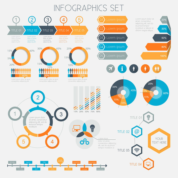 Infographic Elements - Data Analysis, Charts, Graphs - vector EPS10 - Vecteur, image