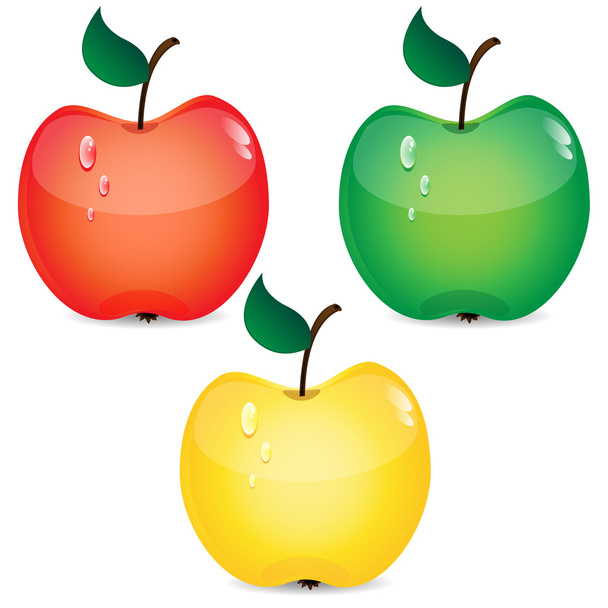 σύνολο των μήλων σε λευκό φόντο - Διάνυσμα, εικόνα