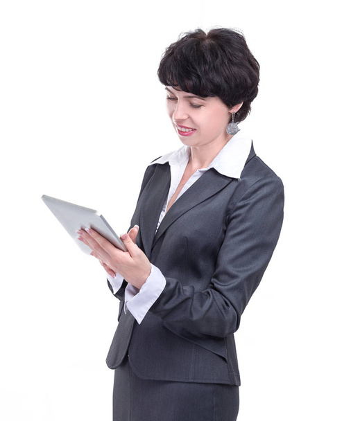 modern business woman reading text on a digital tablet - Fotoğraf, Görsel