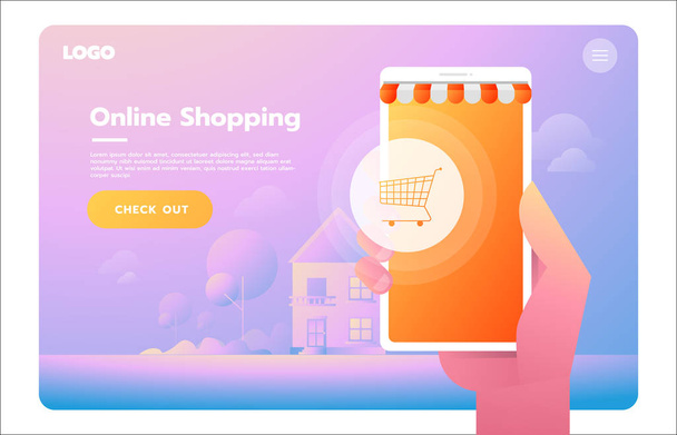 E-commerce, electronic business, online shopping, payment, delivery, shipping process, sales. Infographic concept vector - Vector, Image