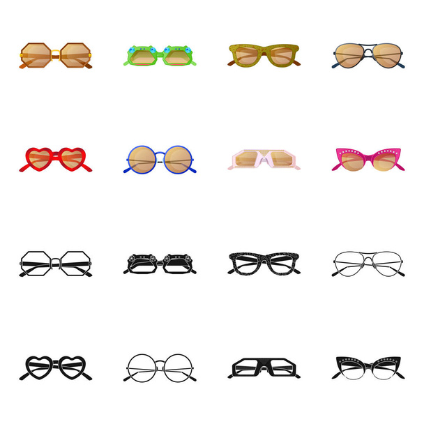 Vector design of glasses and sunglasses icon. Collection of glasses and accessory stock symbol for web. - Вектор,изображение