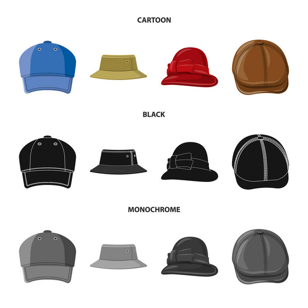 Diseño vectorial del casco y el símbolo de la tapa. Conjunto de sombreros y accesorios stock vector ilustración
. - Vector, Imagen