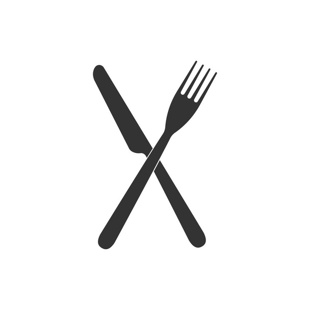Tenedor cruzado y cuchillo icono aislado. Icono del restaurante. Diseño plano. Ilustración vectorial
 - Vector, imagen