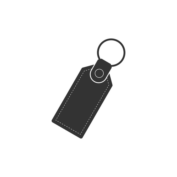 Prostokątny łańcuch kluczy z pierścieniem dla ikony klucza na białym tle. Płaska konstrukcja. Ilustracja wektorowa - Wektor, obraz
