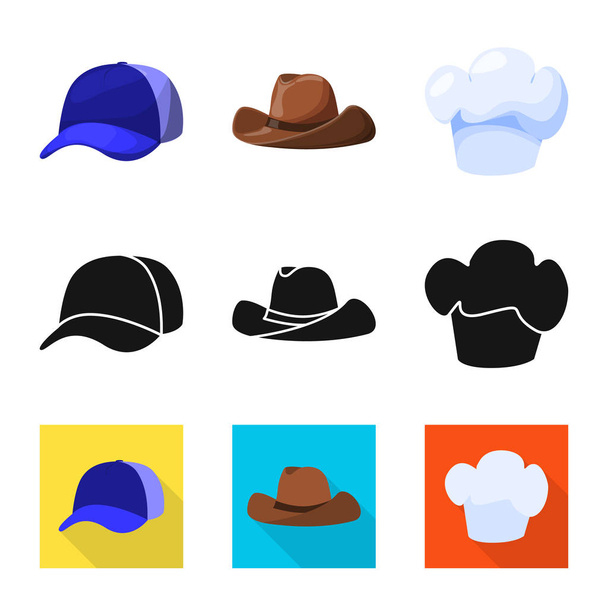 Vector design of clothing and cap logo. Set of clothing and beret stock vector illustration. - Vetor, Imagem