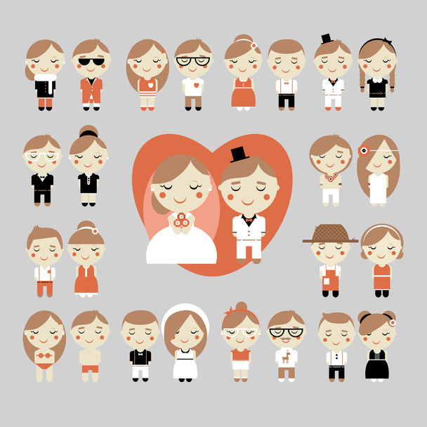 Ensemble vectoriel mignon de mariage, amour et bonbons
 - Vecteur, image