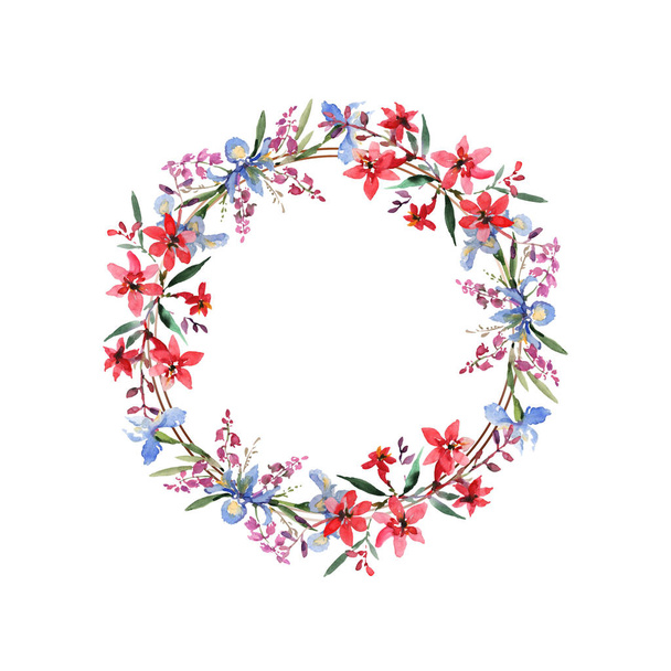 Bouquet floral botanical flowers. Watercolor background illustration set. Frame border ornament square. - Photo, image