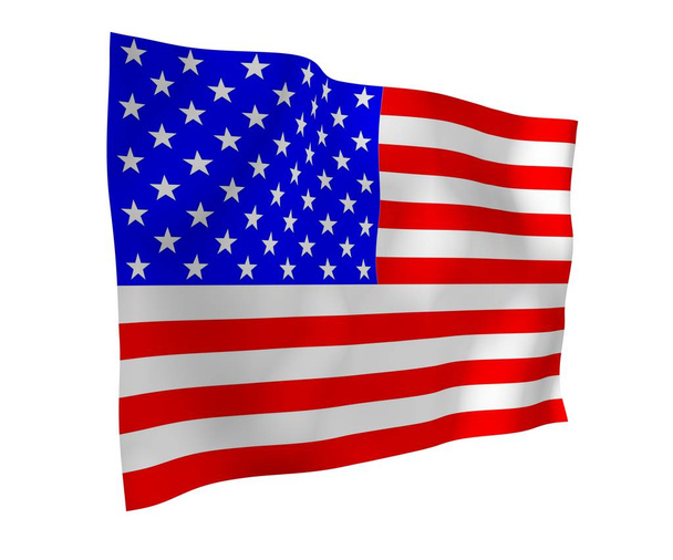 Az Amerikai Egyesült Államok zászlaját lobogtatva. Csillagok és Csíkok. Az USA állami szimbóluma. 3D illusztráció - Fotó, kép