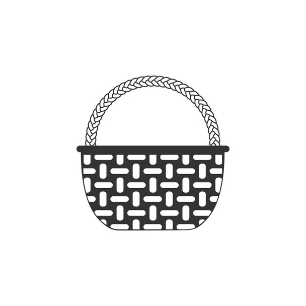 Wicker basket icon isolated. Flat design. Vector Illustration - ベクター画像