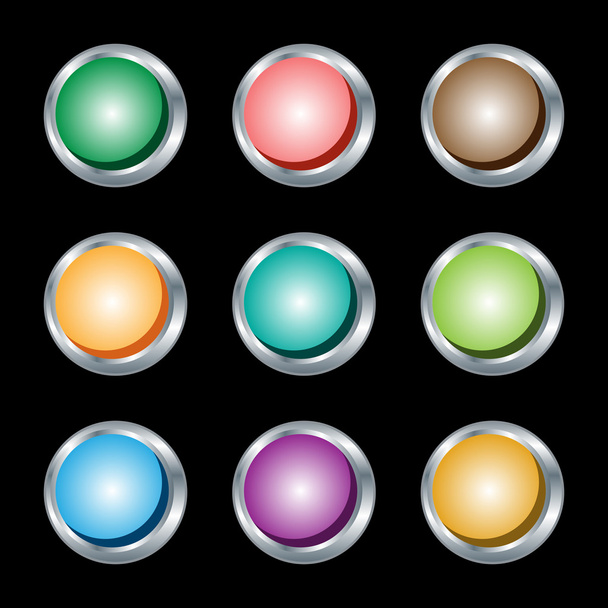 Web buttons round silver metallic rims. - Vecteur, image