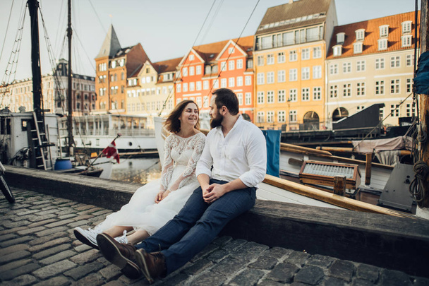 Happy romantic young couple celebrating their marriage.  - Fotoğraf, Görsel