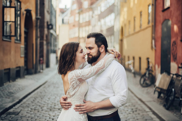 Happy romantic young couple celebrating their marriage.  - Fotoğraf, Görsel