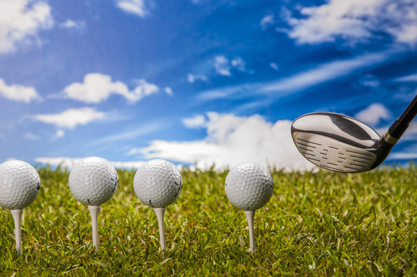 Golf stuff on sky background with intense light - Photo, Image