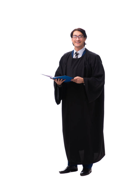 Νεαρό όμορφος δικαστής που απομονώνονται σε λευκό  - Φωτογραφία, εικόνα