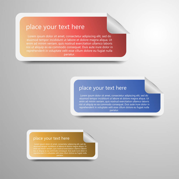 Kleurovergang tag, Peel Off sticker, ruimte voor plaats uw tekst, gebruikt voor prijskaartje, promotie, Web decoratie, vector illustratie - Vector, afbeelding