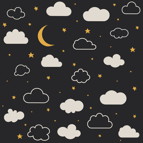 Милые детские облака, звезды, вектор лунного узор бесшовно
 - Вектор,изображение