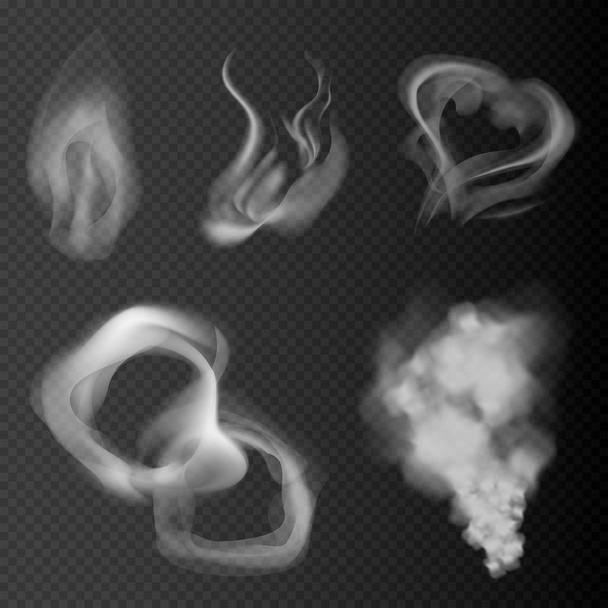 Steam and cigarette realistic smoke - Vector, Image