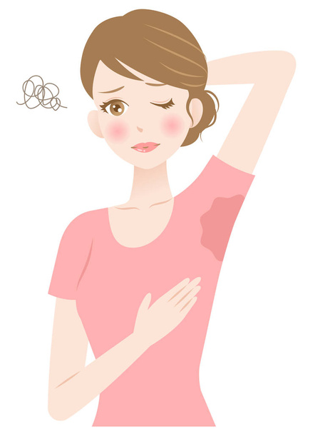 ilustración mujer olor axila. concepto de higiene y asistencia sanitaria
 - Vector, Imagen