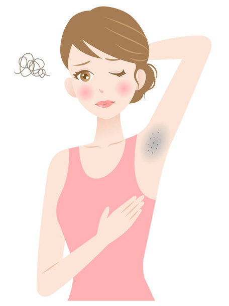 woman armpit hair removal. skin trouble under her arm. beauty and healthy skin care concept - Vector, Image