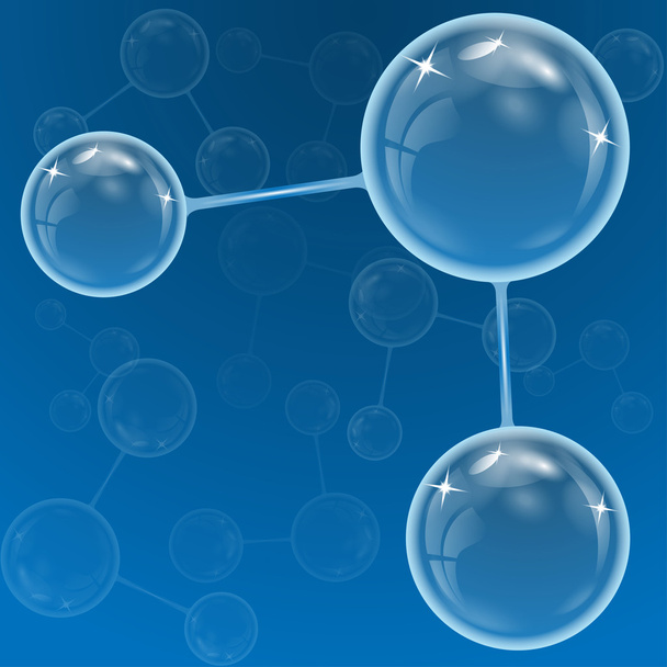 Esferas transparentes se unen entre sí en un fondo azul.vector
 - Vector, imagen