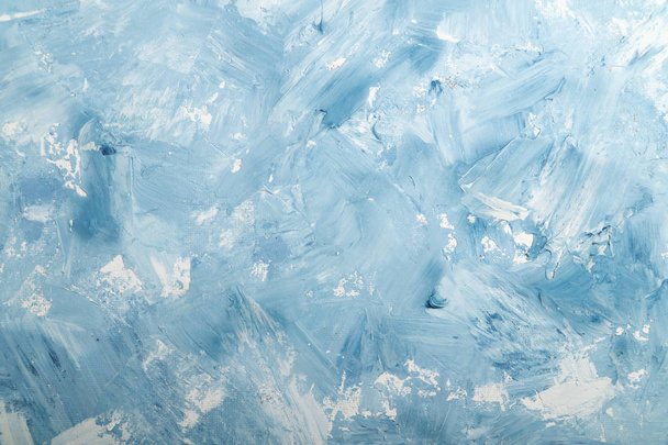 Artistic abstract oil white and blue painted background. Texture, backdrop. - Фото, зображення