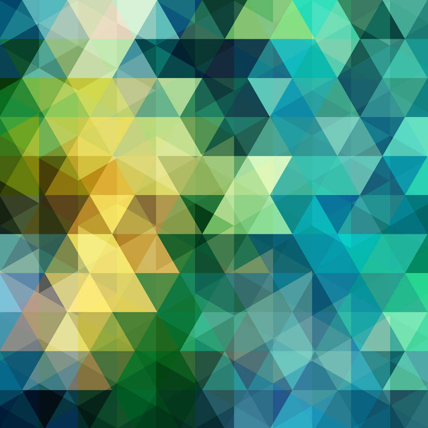 幾何学模様、三角形ベクトル背景(緑、青、黄色のトーン)。イラストパターン - ベクター画像