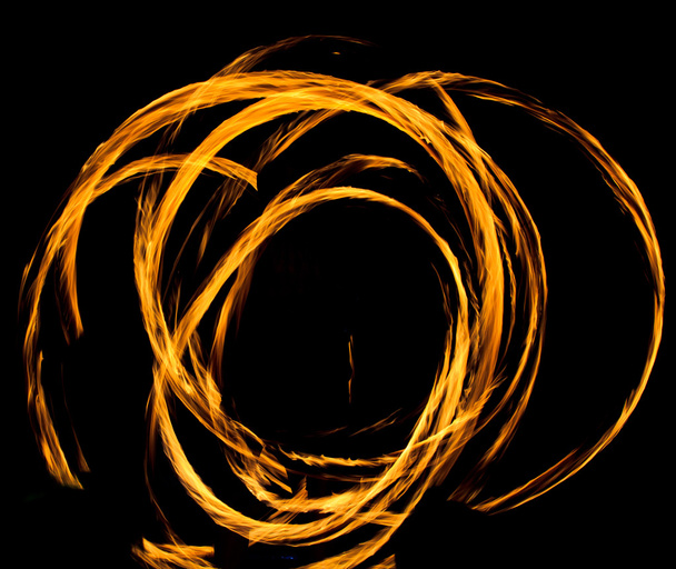 Abstract Drawing Flaming Trails Night Performance Flaming Trails - Φωτογραφία, εικόνα