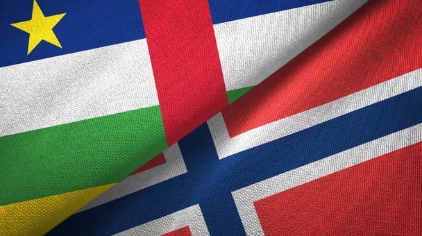 República Centro-Africana e Noruega duas bandeiras de pano têxtil, textura de tecido
 - Foto, Imagem