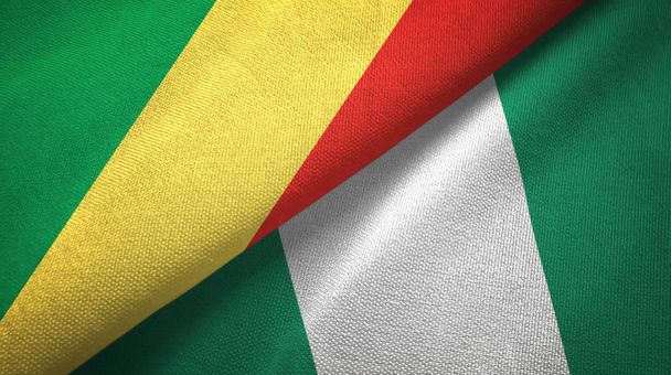 Κονγκό και Νιγηρία δύο σημαίες ύφασμα υφασμάτων, υφή υφάσματος - Φωτογραφία, εικόνα