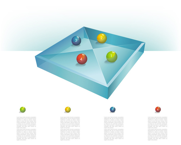 Elemente der Infografik. 3D Glaswürfel Objekte. - Vektor, Bild