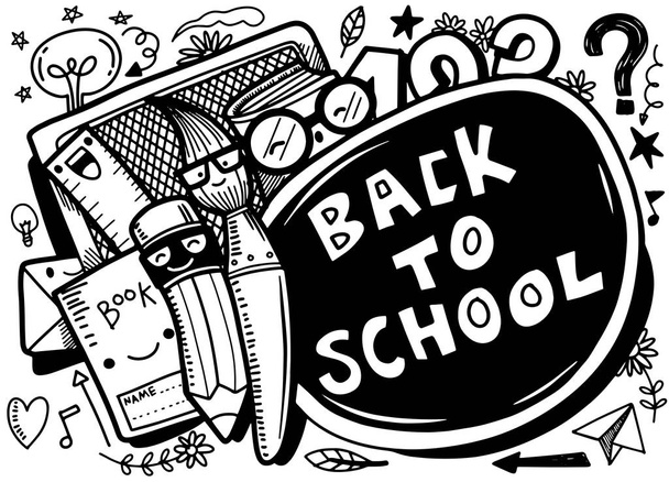 Back to school vector banner design with  funny school character - Vector, Image