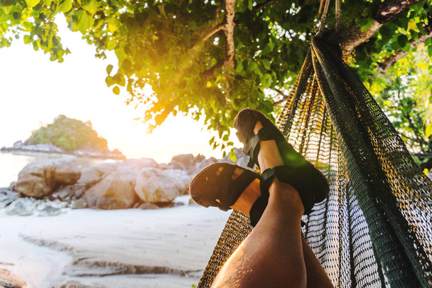 Leisure and Relaxing with hammock in the summer - Photo, Image