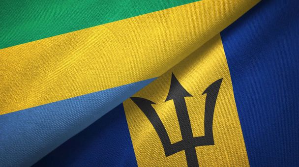 Габон і Барбадос два прапори текстильна тканина, текстура тканини  - Фото, зображення