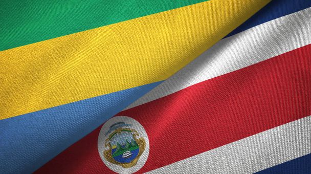 Gabon e Costa Rica due bandiere tessuto, tessitura del tessuto
 - Foto, immagini