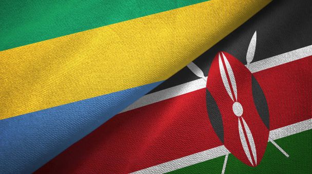 Gabon and Kenya two flags textile cloth, fabric texture - Photo, Image